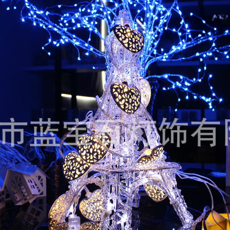 110V LED Light String Solar Energy Love Shape Christmas Lights Festive Lights